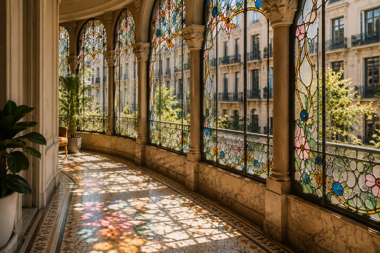 A Barcelona residential interior with tall windows and afternoon light